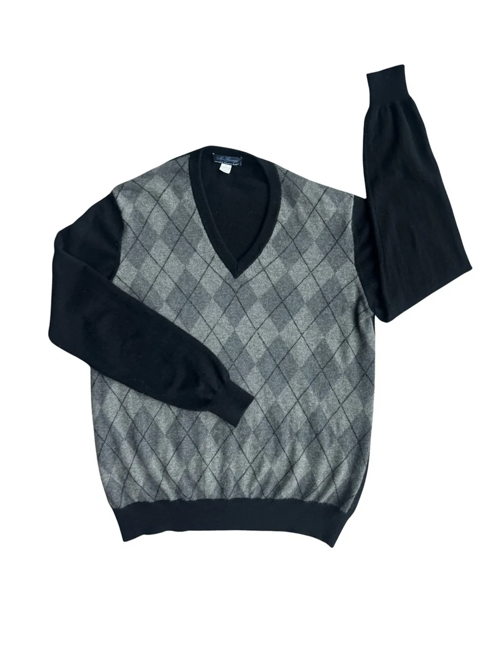 McGeorge Ballantyne Scotland 100% Cashmere Argyle Sweater Men’s Gray Black large